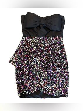NWT Anthropologie Atsu Sequin Bow Tie Mini Dress 2 Fairy Whimsigoth Festival